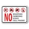 Signmission Safety Sign, 12 in Height, Aluminum, Security No Weapons A-1218 Security  - No Weapons - alternate 1